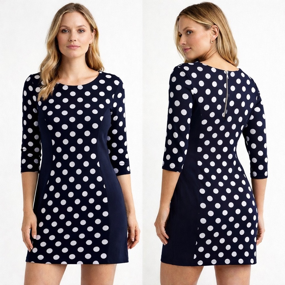 Divided by H&M Navy Polka Dot Sheath Mini Dress Comfy Stretchy – Size Medium